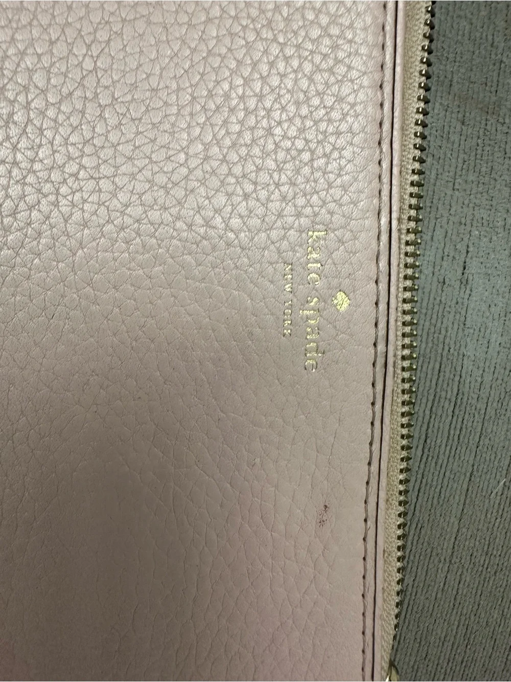 Kate Spade New York Blush Pink Pebbled Leather Zip Around Wallet WristletClassic